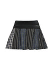 Colorful Plaid Patchwork Leather-Waist Skirt KW380