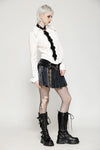 Colorful Plaid Patchwork Leather-Waist Skirt KW380