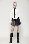 Colorful Plaid Patchwork Leather-Waist Skirt KW380