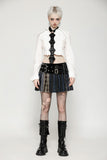 Colorful Plaid Patchwork Leather-Waist Skirt KW380