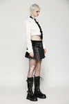 Colorful Plaid Patchwork Leather-Waist Skirt KW380
