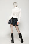 Colorful Plaid Patchwork Leather-Waist Skirt KW380