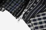 Colorful Plaid Patchwork Leather-Waist Skirt KW380