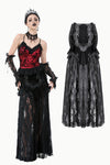 Gothic Velvet & Sheer Lace Paneled Long Skirt KW383