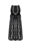 Gothic Velvet & Sheer Lace Paneled Long Skirt KW383