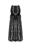 Gothic Velvet & Sheer Lace Paneled Long Skirt KW383