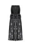Gothic Velvet & Sheer Lace Paneled Long Skirt KW383