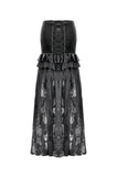 Gothic Velvet & Sheer Lace Paneled Long Skirt KW383