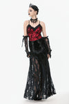 Gothic Velvet & Sheer Lace Paneled Long Skirt KW383