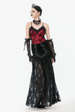 Gothic Velvet & Sheer Lace Paneled Long Skirt KW383