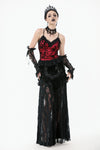 Gothic Velvet & Sheer Lace Paneled Long Skirt KW383