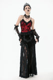Gothic Velvet & Sheer Lace Paneled Long Skirt KW383