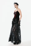 Gothic Velvet & Sheer Lace Paneled Long Skirt KW383