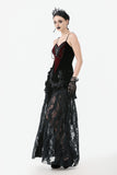 Gothic Velvet & Sheer Lace Paneled Long Skirt KW383