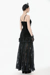 Gothic Velvet & Sheer Lace Paneled Long Skirt KW383