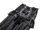 Gothic Velvet & Sheer Lace Paneled Long Skirt KW383