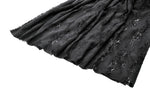 Gothic Velvet & Sheer Lace Paneled Long Skirt KW383