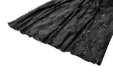 Gothic Velvet & Sheer Lace Paneled Long Skirt KW383