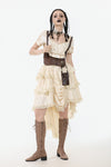 Steampunk Ruffled Skirt with Pleated Trim and Adjustable Waist KW394