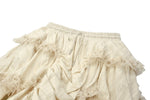 Steampunk Ruffled Skirt with Pleated Trim and Adjustable Waist KW394