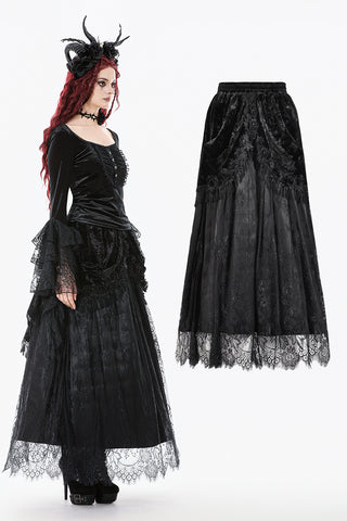 Gothic Court Floral Tassel Maxi Skirt KW410