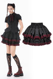 Black Crimson Gothic Tiered Skirt KW412 - Gothlolibeauty