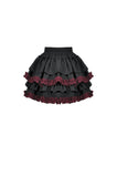 Black Crimson Gothic Tiered Skirt KW412 - Gothlolibeauty