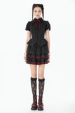 Black Crimson Gothic Tiered Skirt KW412 - Gothlolibeauty