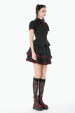 Black Crimson Gothic Tiered Skirt KW412 - Gothlolibeauty
