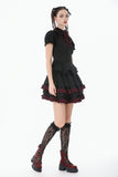 Black Crimson Gothic Tiered Skirt KW412 - Gothlolibeauty