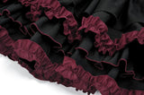 Black Crimson Gothic Tiered Skirt KW412 - Gothlolibeauty