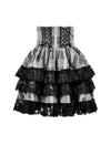Cute Black and Grey Lolita High-Waist Tiered Skirt KW414