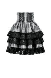 Cute Black and Grey Lolita High-Waist Tiered Skirt KW414