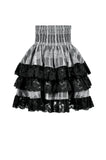 Cute Black and Grey Lolita High-Waist Tiered Skirt KW414
