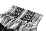 Cute Black and Grey Lolita High-Waist Tiered Skirt KW414