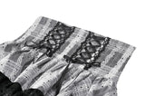 Cute Black and Grey Lolita High-Waist Tiered Skirt KW414