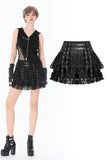 Punk Eyelet Lace Layered Mini Skirt KW420 - Gothlolibeauty