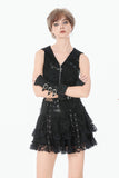 Punk Eyelet Lace Layered Mini Skirt KW420 - Gothlolibeauty