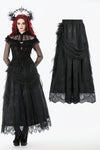 Gothic Court Floral Pleated Tulle Maxi Skirt KW422