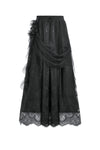 Gothic Court Floral Pleated Tulle Maxi Skirt KW422