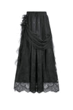 Gothic Court Floral Pleated Tulle Maxi Skirt KW422