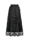 Gothic Court Floral Pleated Tulle Maxi Skirt KW422