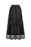 Gothic Court Floral Pleated Tulle Maxi Skirt KW422