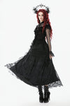 Gothic Court Floral Pleated Tulle Maxi Skirt KW422
