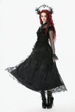 Gothic Court Floral Pleated Tulle Maxi Skirt KW422