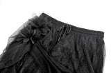 Gothic Court Floral Pleated Tulle Maxi Skirt KW422
