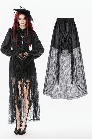 Gothic Court Mesh Lace High-Low Skirt KW423