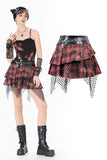 Distressed Plaid Chain-Adorned Punk Skirt KW427 - Gothlolibeauty