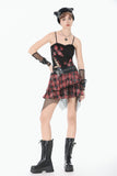 Distressed Plaid Chain-Adorned Punk Skirt KW427 - Gothlolibeauty