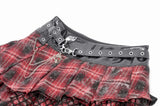 Distressed Plaid Chain-Adorned Punk Skirt KW427 - Gothlolibeauty
